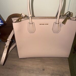 Michael Kors Pale Pink Saffiano Satchel with Gold Hardware